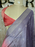 Red n Lilac Semi Tussur Kora Dual Shade Saree 36