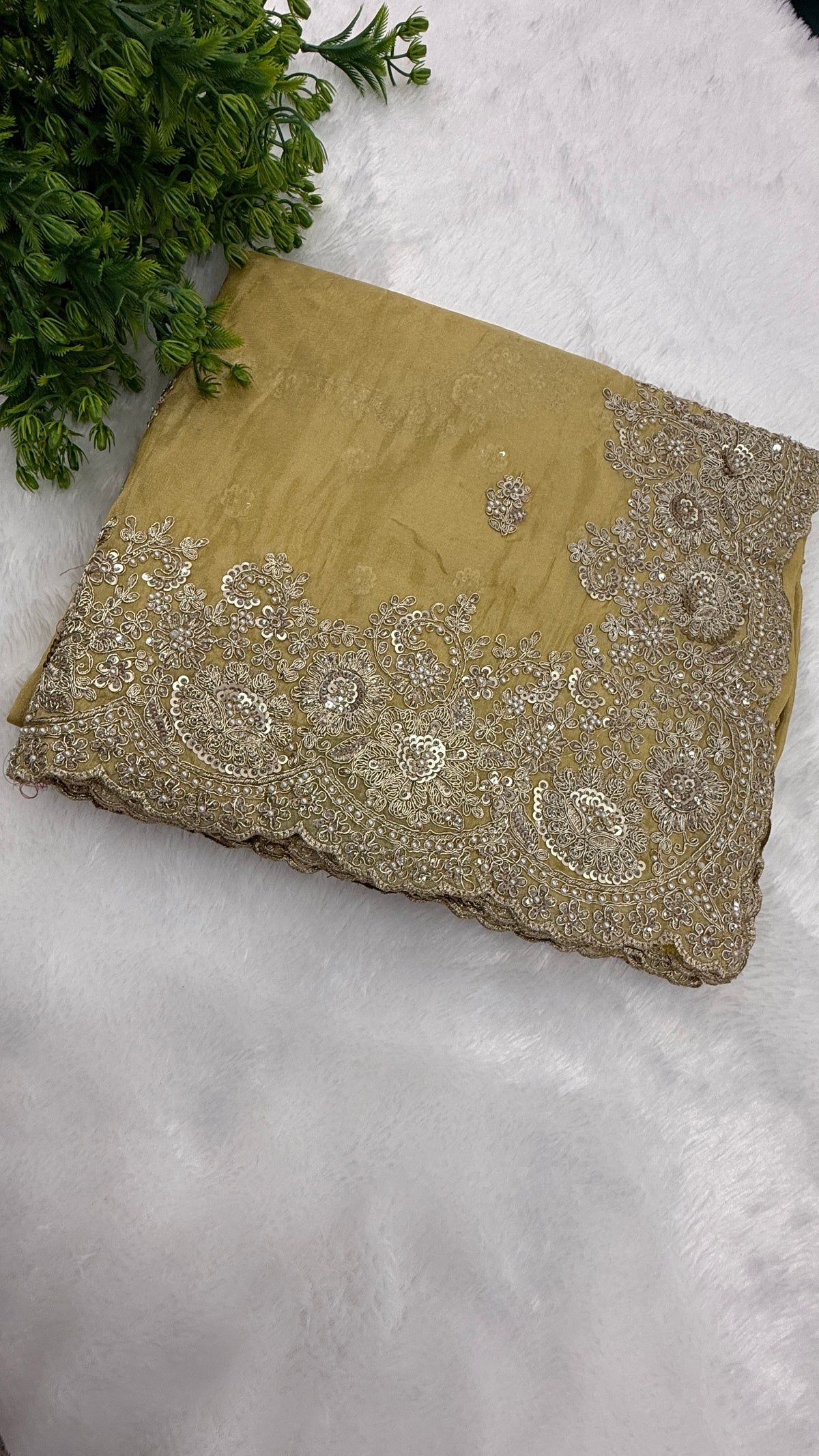 Yellow Shimmer Designer Saree