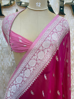 Pink With Silver Zari Semi Chiffon