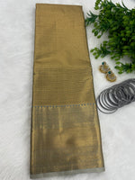 Green n Grey Brocade Semi Kanchi Tissue Saree