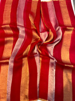 Red Pure Tissue Stripes Saree 11