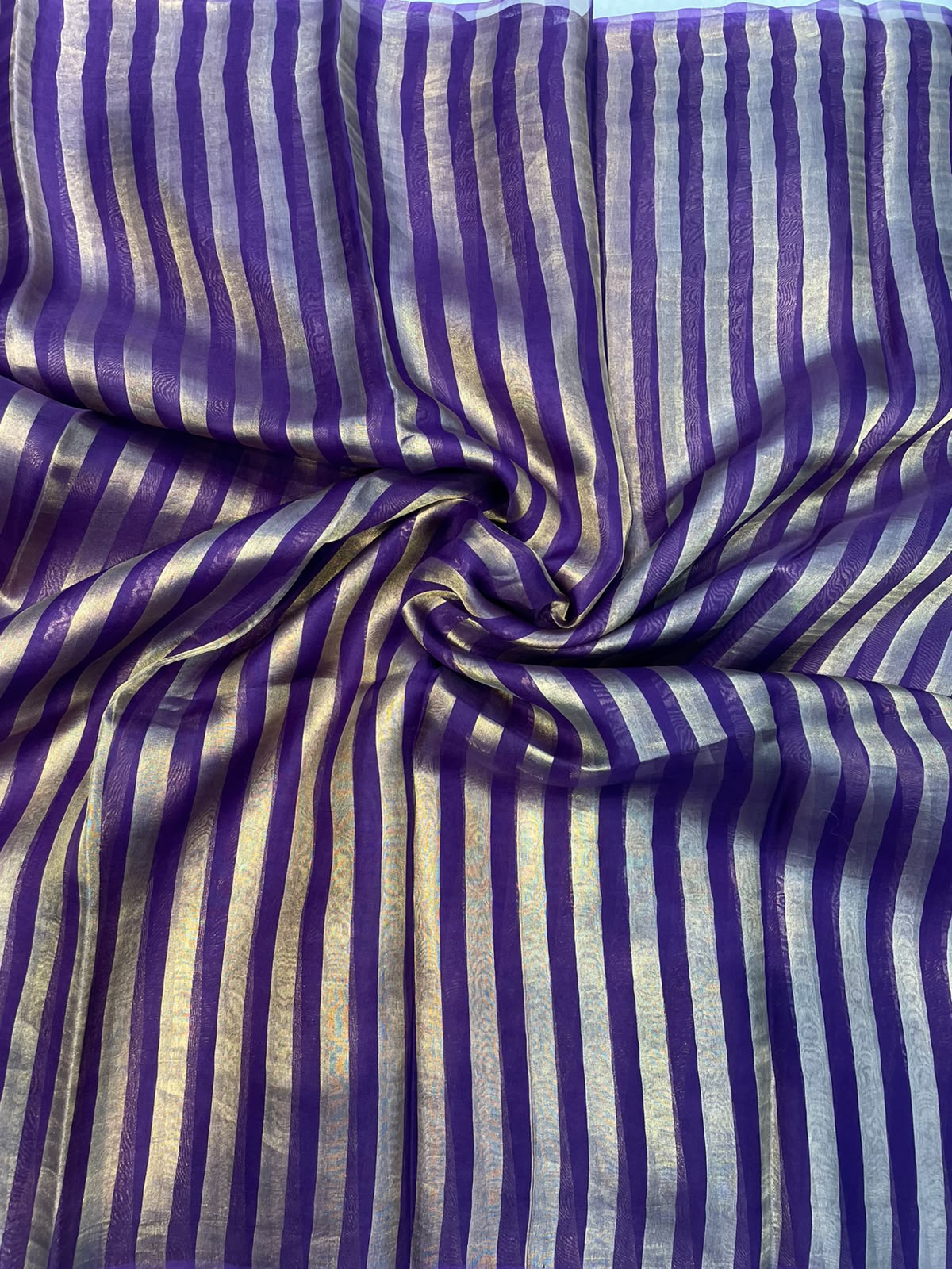 Purple Pure Tissue Stripes Saree 11