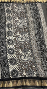Dark Brown n Black Mangalgiri Cotton Silk Saree 13