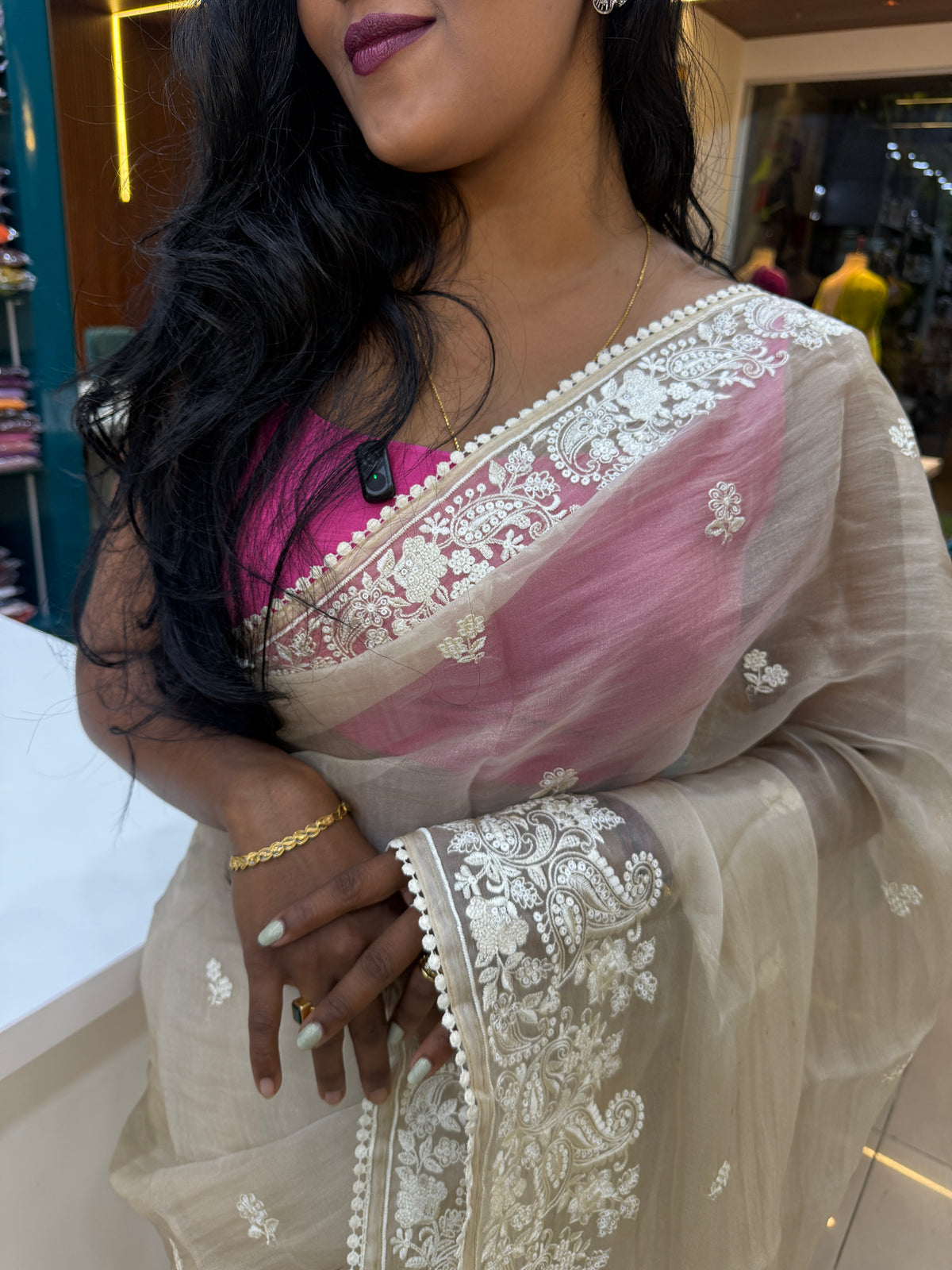 Cream Tissue Shimmer with Sequin Saree 69