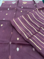 Dark Wine Pure Kora Designer saree 02