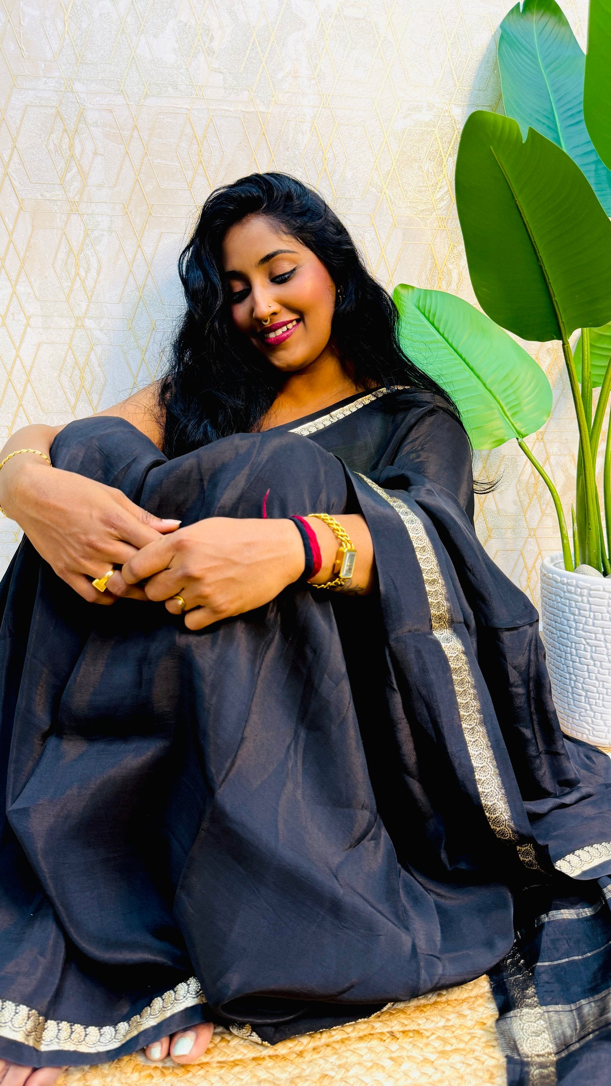 Black Semi Silk Saree 105