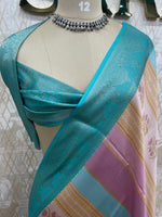 Sky Blue Satin Stripes Saree 37