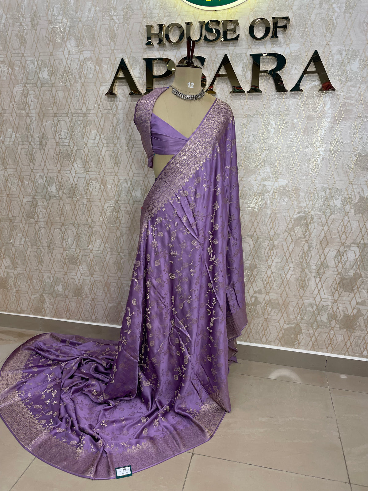 Lavender Satin Mashru Silk Saree 07