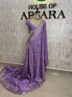 Lavender Satin Mashru Silk Saree 07