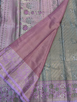 Green n Pink Semi Kanchi Tissue Saree 15