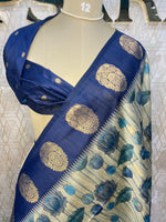 Navy Blue Tussur Digital Print Saree 71
