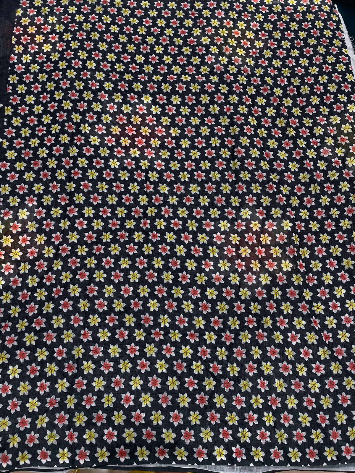 Black Lenin Cotton Floral Print Saree 19