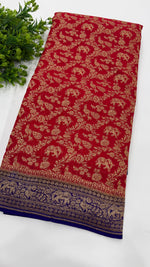 Red n Purple Pure Khadi Georgette Saree 04