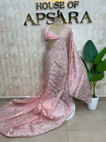 Baby Pink Organza Floral Embroidery Saree 29