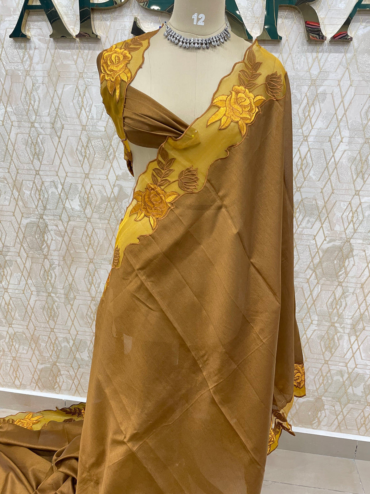 Mustard Yellow Tissue Silk Saree 54