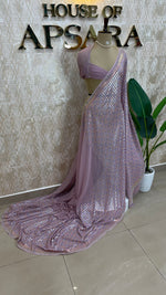 Lilac Handwork Designer Partyware Saree 98