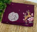Wine Soft Tussur Embroidery Saree 21
