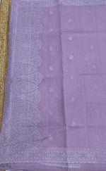 Lilac Soft Tissue Embroidery Saree 17