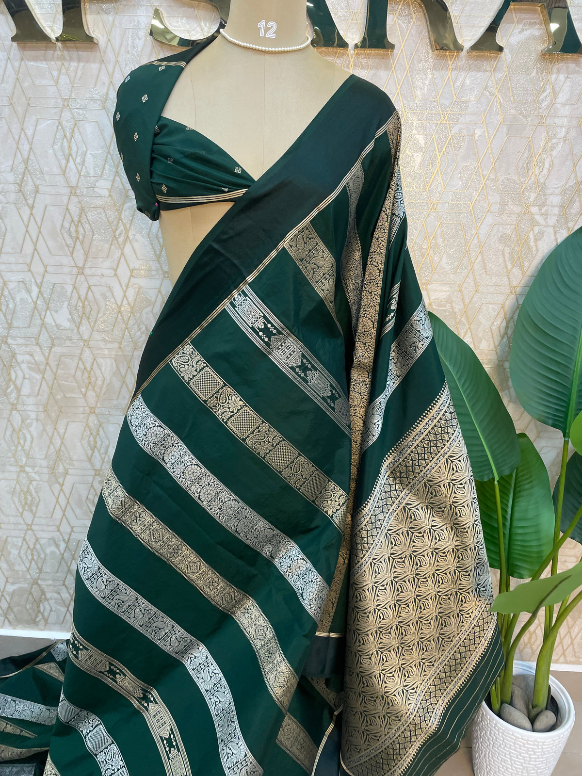 Bottle Green Soft Silk Banarasi Saree 108