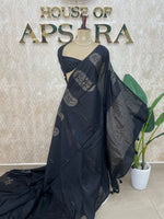 Black Banarasi Tussar Georgette Saree 307