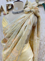 Yellow Tissue Floral Embroidery Saree 29