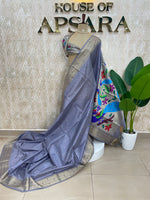 Grey Raw Silk Paithani Work Saree 71