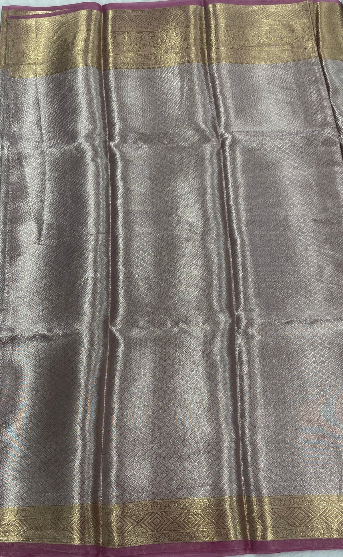 Gold n Pink Pure Tissue Brocade Saree 11