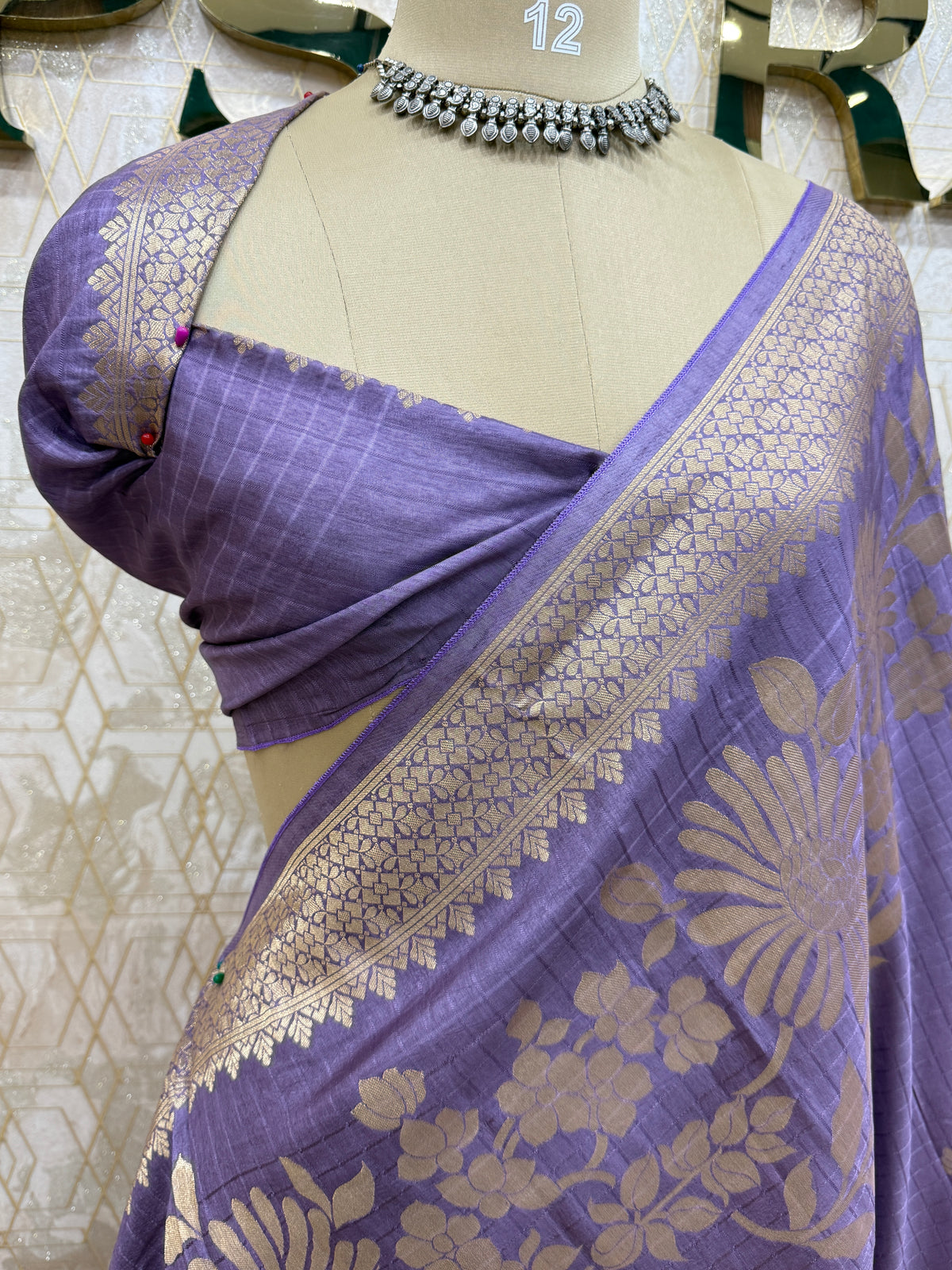 Lavender Banarasi Raw Silk Saree 32