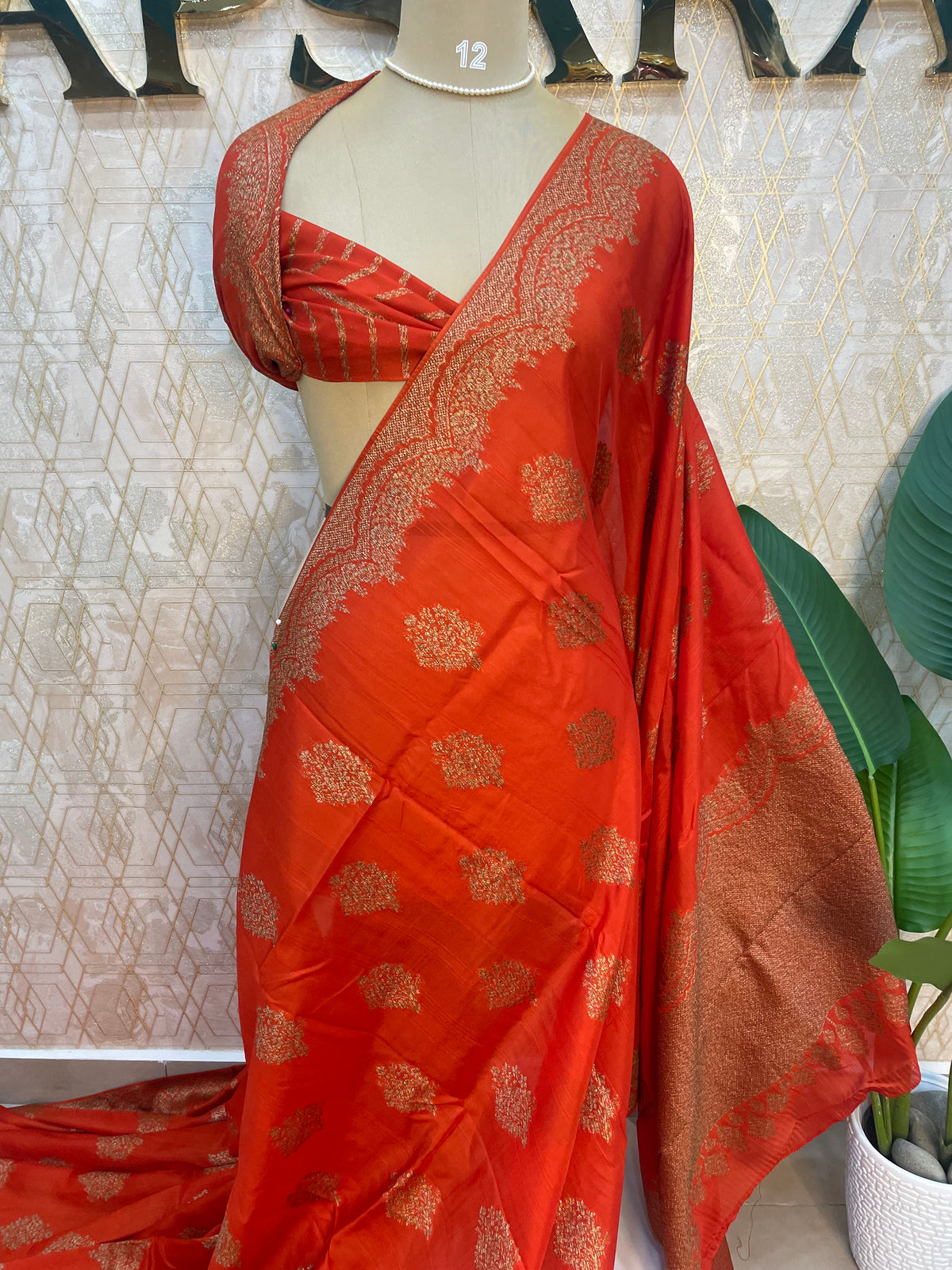Orange Banarasi Tussur Saree 102