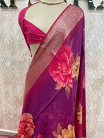 Pink n Purple Dola Crepe Digital Print Saree 25