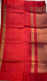 Gold n Red Pure Tissue Organza Saree 11