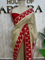 Gold n Red Banarasi Soft Tissue Saree 313
