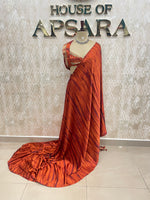 Orange Satin Digital Print Saree 45
