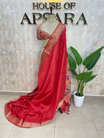 Red Raw Silk Paithani Work Saree 71