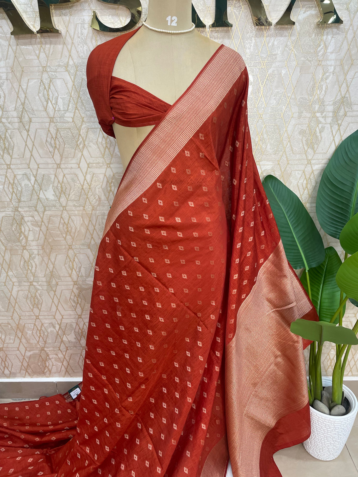 Orange Soft Tussur Cotton Saree 107