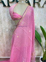Pink Jute Lenin Saree 68