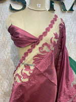 Pink Tissue Aplique Embroidery Saree 29