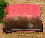 Peach n Brown Matka Silk with Satin Border Saree 14