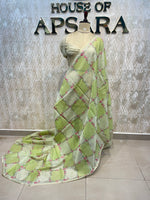 Pista Green Soft Tissue Embroidery Saree 64