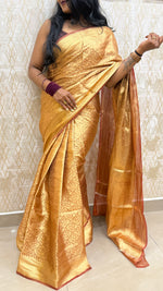 Gold n Brown Pure Tissue Brocade Saree 11