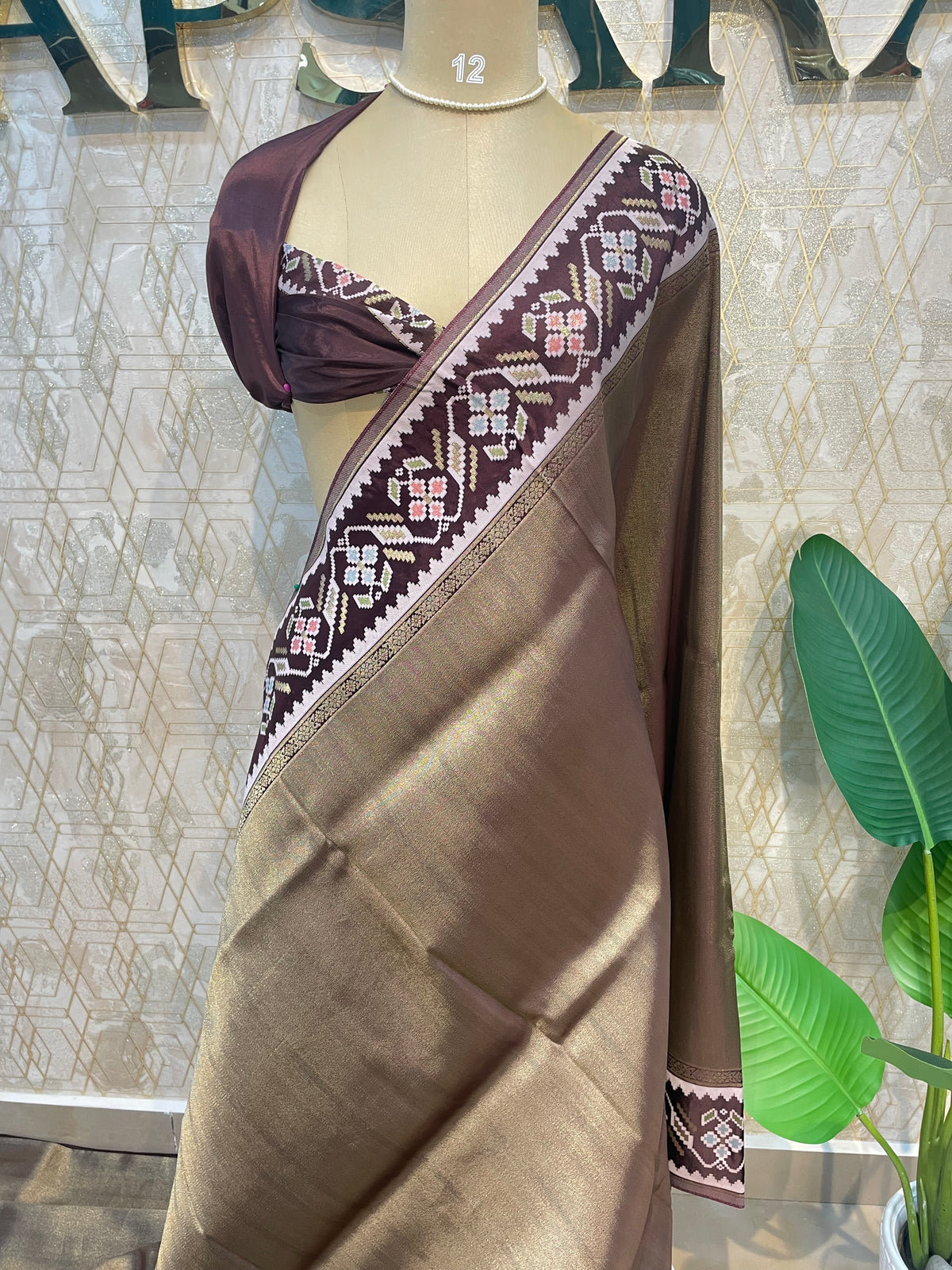 Brown Banarasi Soft Tissue Saree 200