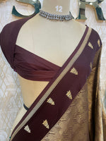 Brown Chinon Brocade Saree 106