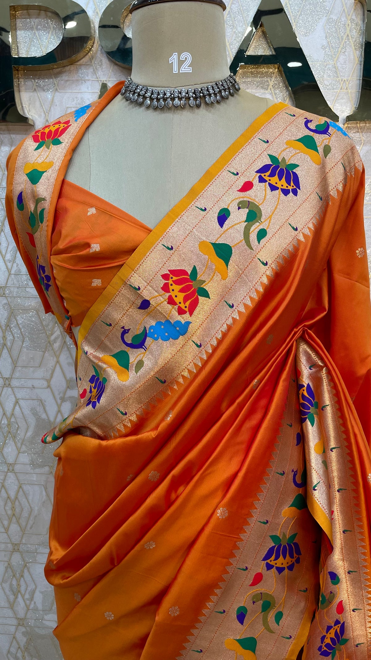 Orange Soft Silk Paithani Saree 99