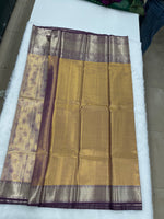Gold n Wine Brocade Semi Kanchi Tissue Saree
