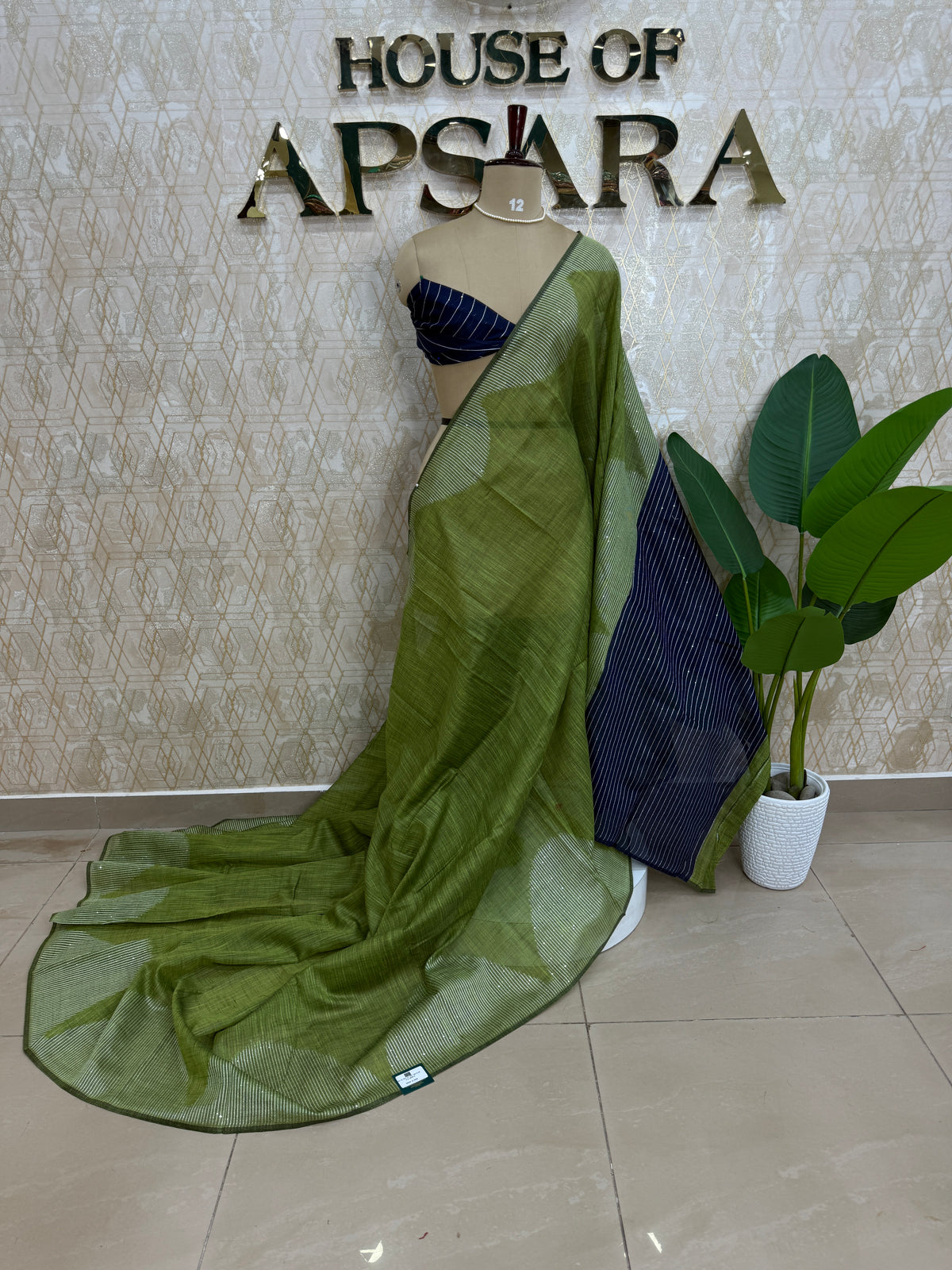 Green Linen Cotton Saree 303
