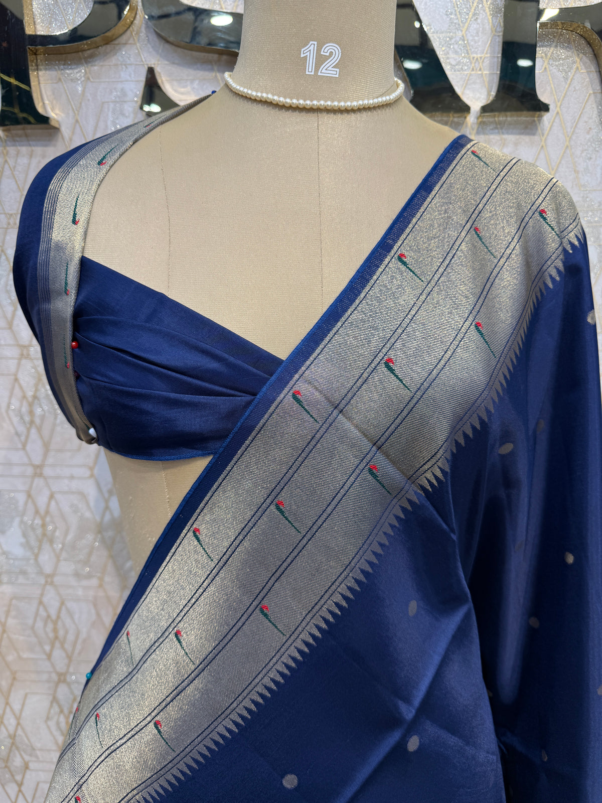 Navy Blue Crepe Silk Paithani Saree 205