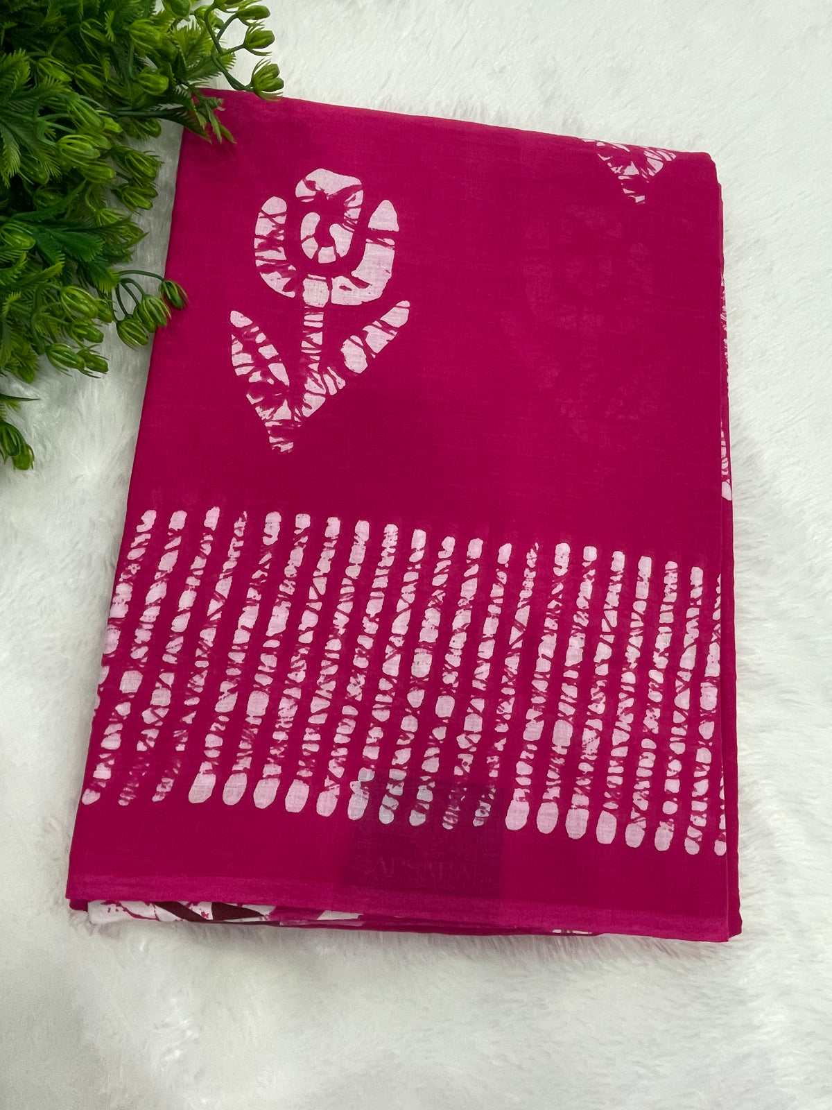 Pink Pure Cotton Handblom Saree