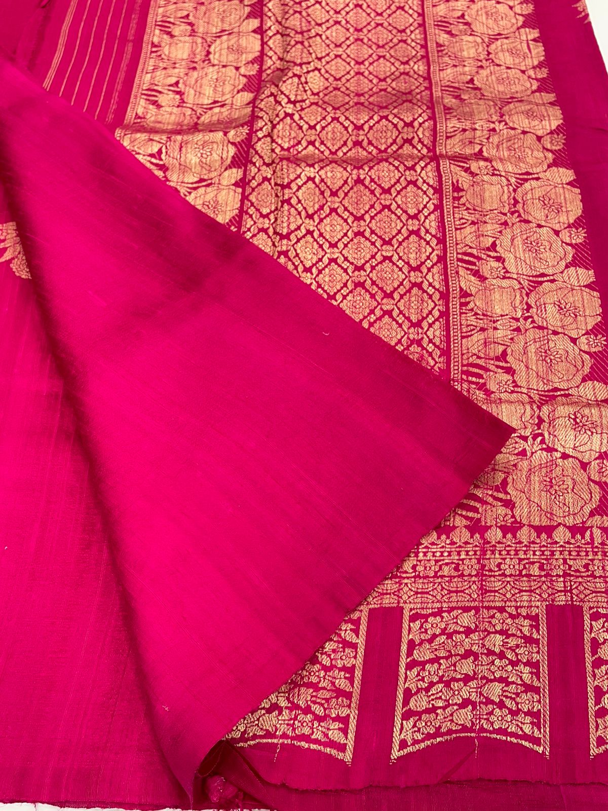 Rani Pink Pure Tussar Designer saree 02