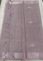 Baby Pink Designer Embroidery Work Tissue Saree 09