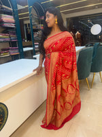 Red Pure Banarasi Crepe Self Saree 03